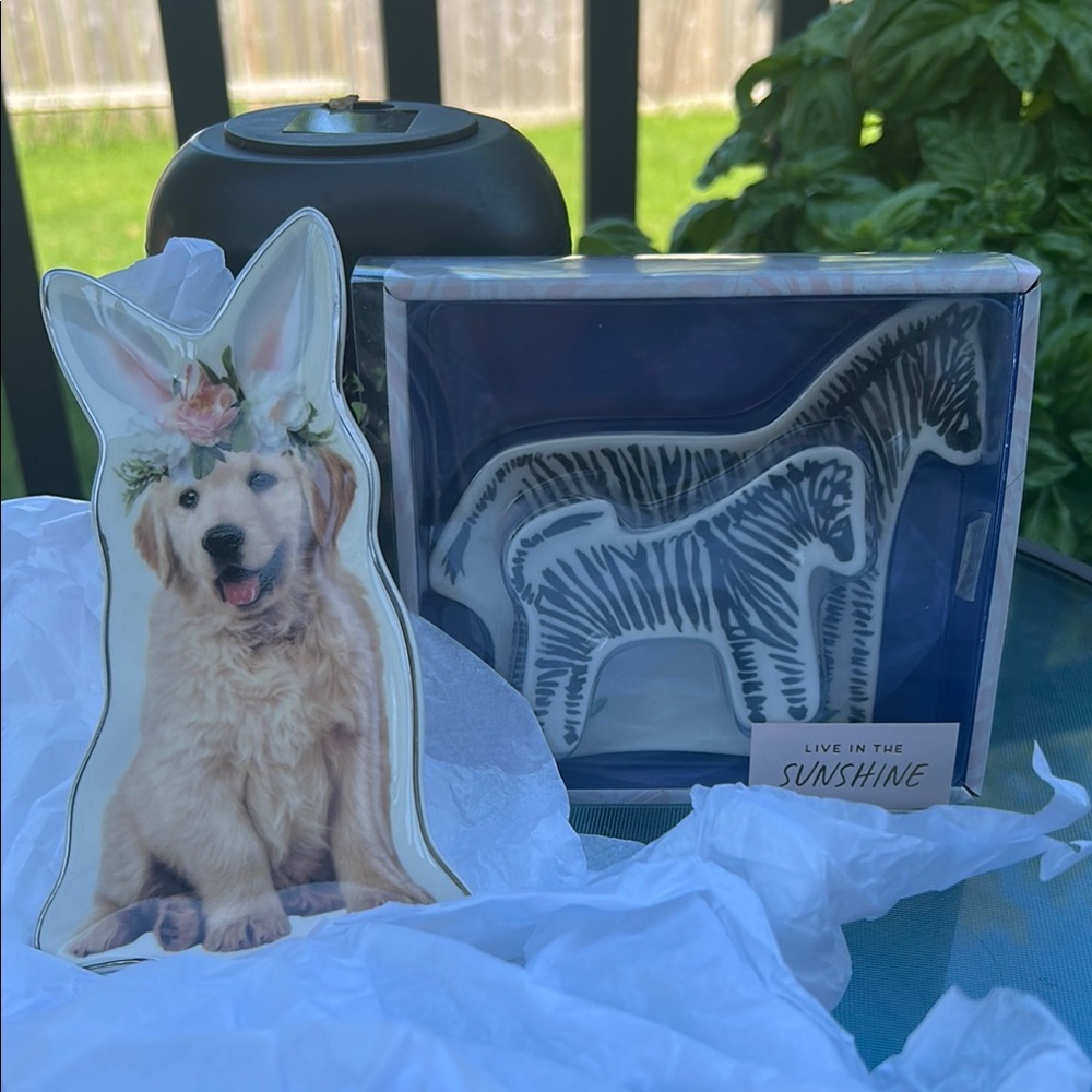 Floral Dog and Zebra Trinket Dishes
